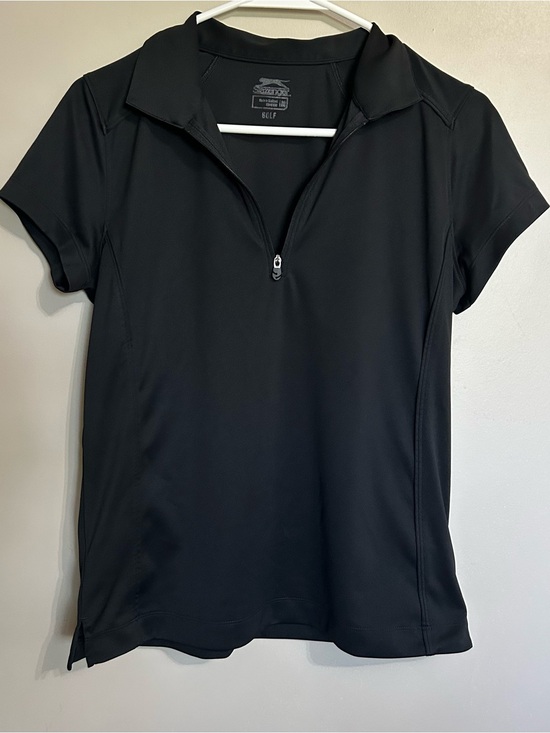 Slazenger Tops - Slazenger Black Golf Polo Athletic Zip Front shirt